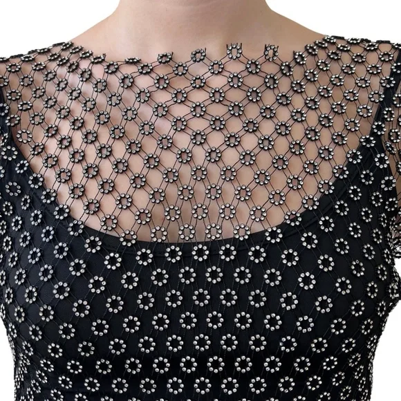 House of Harlow 1960 Rhinestone Sheer Top & Cami SET Black Beaded Revolve Medium - Picture 7 of 10